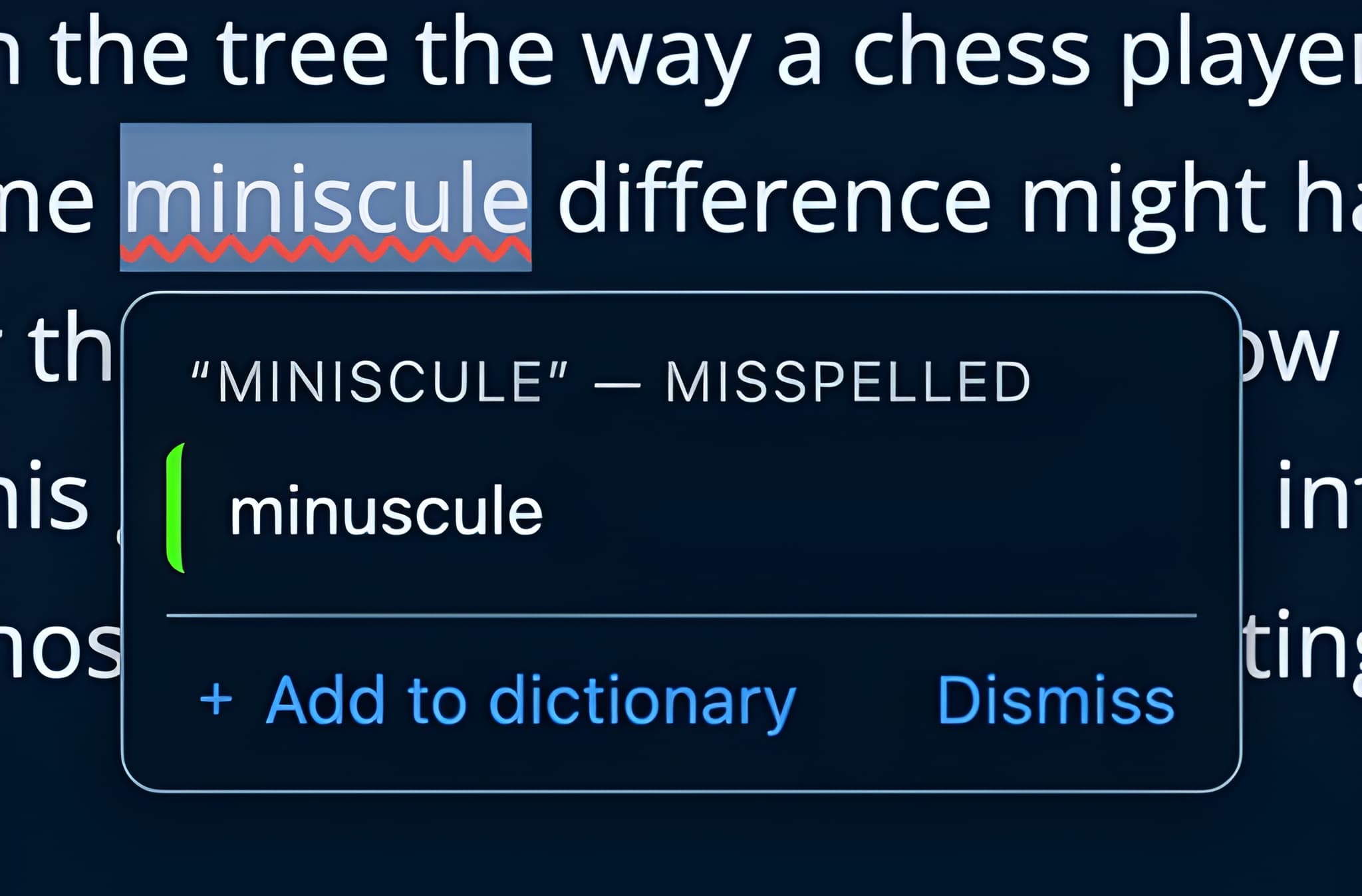 Spell check that understands prose