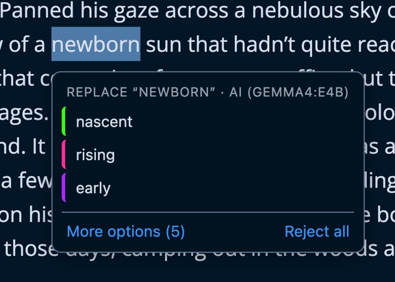 The right word, in context — synonyms in the Pretty view